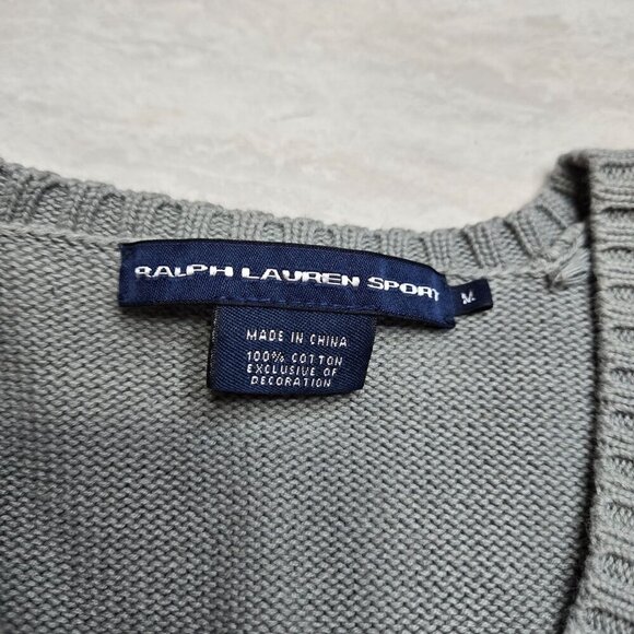 Ralph Lauren Sport Sweater Womens Medium Sage‎ Green V-neck Cotton Preppy Casual - Picture 3 of 10